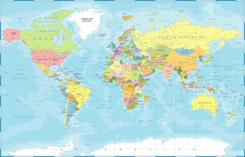  Magnetic map of world, political, colored
