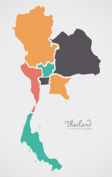  Magnetic map of Thailand, illustrated, colored