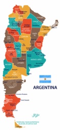  Magnetic map of Argentina, illustrated, colored