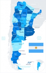  Magnetic map of Argentina, illustrated, blue