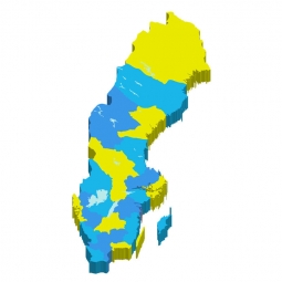  Magnetic map of Sweden, illustrated, colored