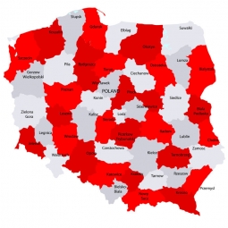  Magnetic map of Poland, illustrated, red-white