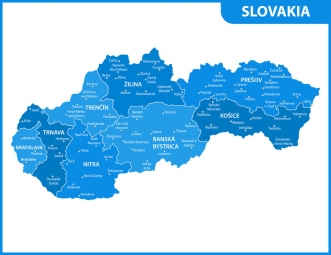  Magnetic map of Slovakia, illustrated, blue