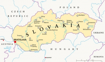  Magnetic map of Slovakia, political, beige