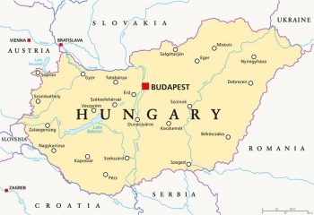  Magnetic map of Hungary, political, beige