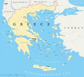  Magnetic map of Greece, political, beige
