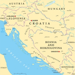  Magnetic map of Croatia, political, beige