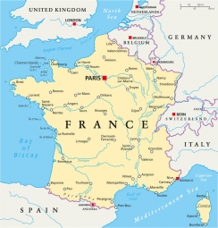  Magnetic map of France, political, beige