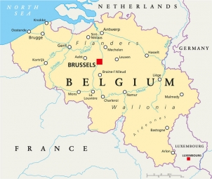  Magnetic map of Belgium, political, beige