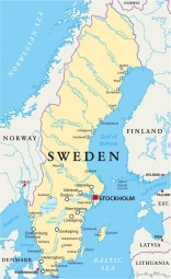  Magnetic map of Sweden, political, beige