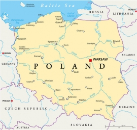  Magnetic map of Poland, political, beige