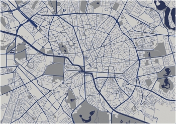  Magnetic map, illustrated, gray-blue