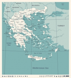  Magnetic map of Greece, illustrated, white-blue