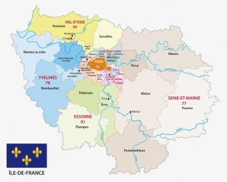  Magnetic map of France, administrative, colored