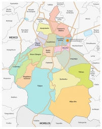  Magnetic map of Mexico, administrative, colored