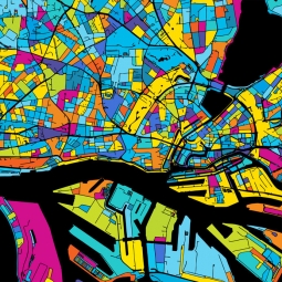  Magnetic map of Hamburg, illustrated, colored