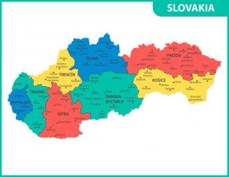 Magnetic map of Slovakia, illustrated, colored