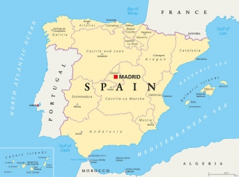  Magnetic map of Spain, political, beige