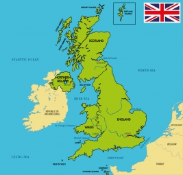  Magnetic map of Great Britain, political, colored