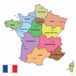  Magnetic map of France, political, colored