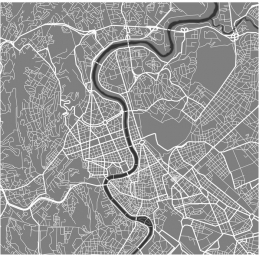  Magnetic map of Rome, illustrated, white-gray