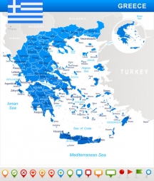  Magnetic map of Greece, illustrated, white-blue