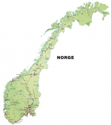  Magnetic map of Norway, detailed, green