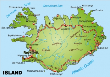  Magnetic map of Iceland, roads, detailed