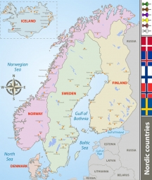  Magnetic map of Scandinavia, political, colored