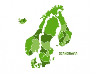  Magnetic map of Scandinavia, illustrated, green