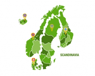  Magnetic map of Scandinavia, illustrated, green