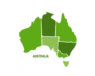  Magnetic map of Australia, illustrated, green