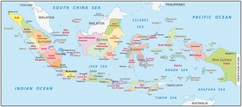  Magnetic map of Indonesia, administrative, colored