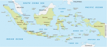  Magnetic map of Indonesia, administrative, green