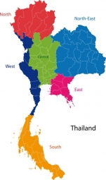  Magnetic map of Thailand, illustrated, colored