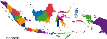  Magnetic map of Indonesia, illustrated, colored