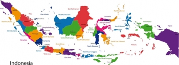  Magnetic map of Indonesia, illustrated, colored