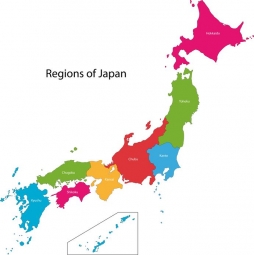  Magnetic map of Japan, illustrated, colored