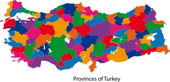  Magnetic map of Turkey, administrative, colored