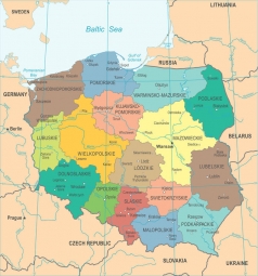  Magnetic map of Poland, detailed, colored