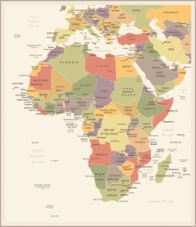  Magnetic map of Africa, vintage, detailed