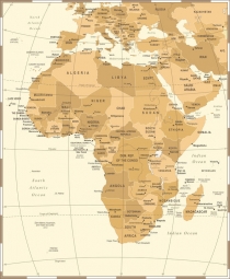  Magnetic map of Africa, vintage, brown