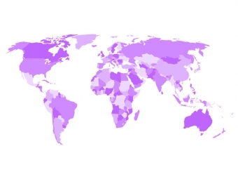  Magnetic map of world, illustrated, purple