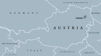  Magnetic map of Austria, illustrated, grey