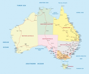  Magnetic map of Australia, political, colored
