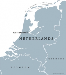  Magnetic map of Netherlands, illustrated, grey