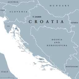  Magnetic map of Croatia, illustrated, grey