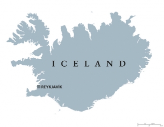  Magnetic map of Iceland, illustrated, grey