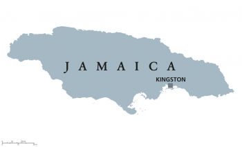  Magnetic map of Jamaica, illustrated, grey