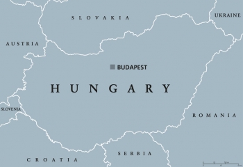  Magnetic map of Hungary, illustrated, grey